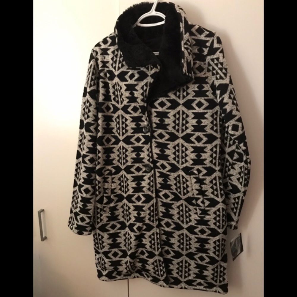 5/30% off - Black grey geometric long coat stylish amazing cool